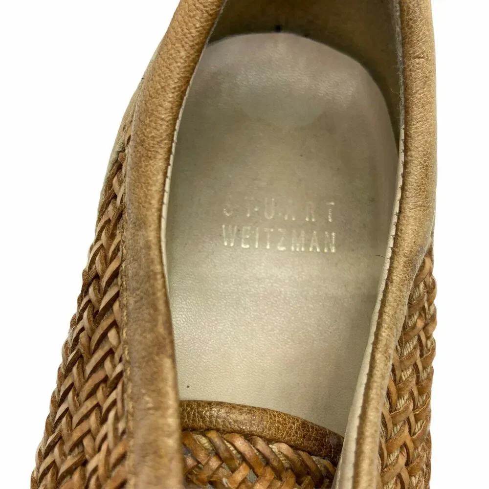 Stuart Weitzman Oxford Shoes Women's Size 6 Brown Leather Lace Up Open Weave